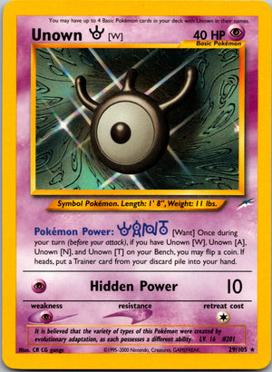 2002 Neo Destiny 029/105 Unown [W] Rare A43