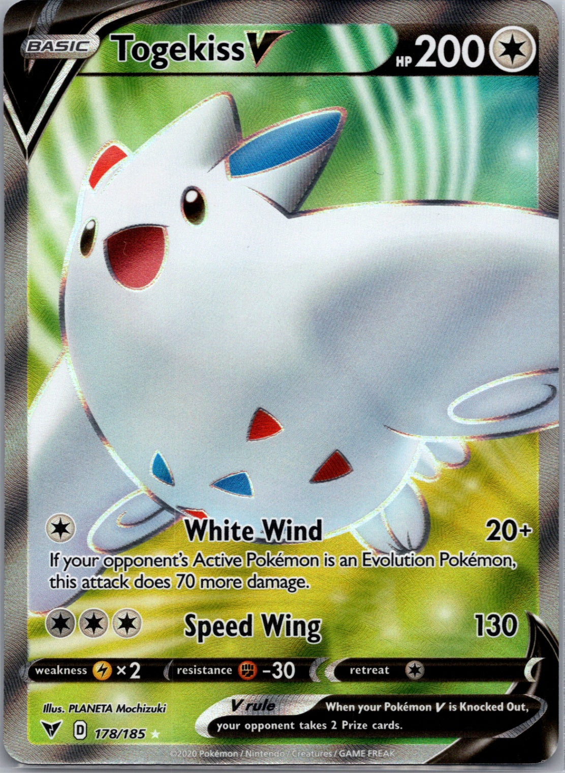 Togekiss V (Full Art) Holofoil Ultra Rare SWSH04: Vivid Voltage 178/185 NM