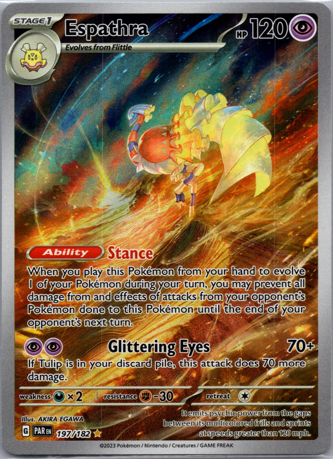 Espathra Holofoil Illustration Rare SV04: Paradox Rift 197/182 NM