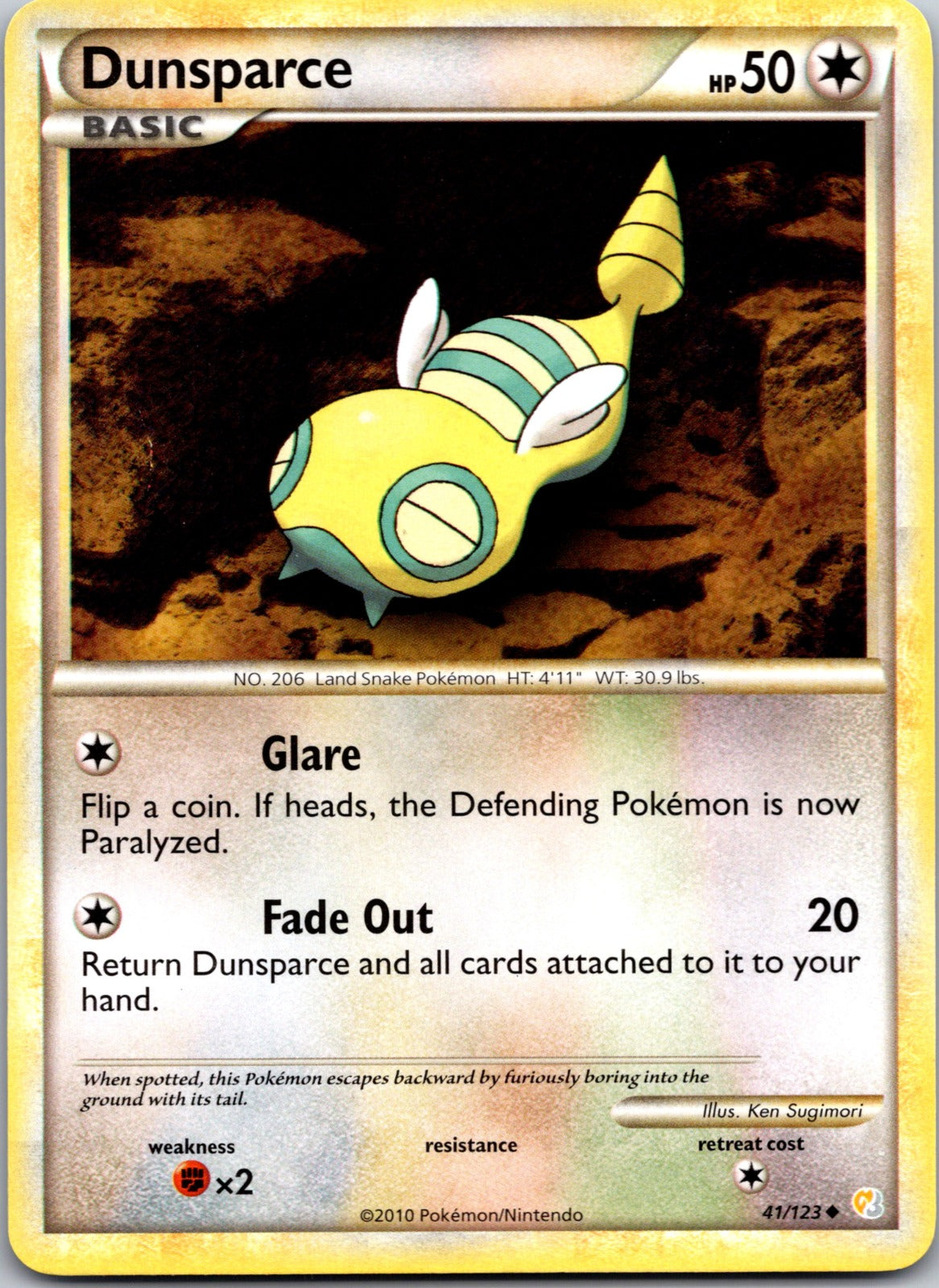 2010 HeartGold SoulSilver 41/123 Dunsparce LP Z167