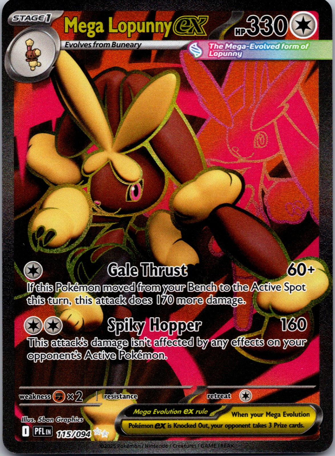2025 Mega Lopunny ex ME02: Phantasmal Flames 128/094 NM