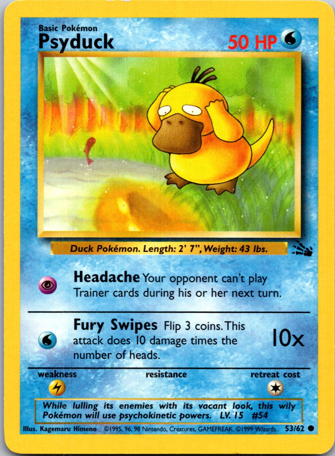 1999 Fossil #53/62 Psyduck Common B264