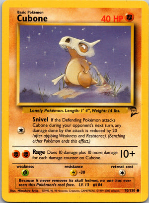 2000 Base Set 2 070/130 Cubone Common L92