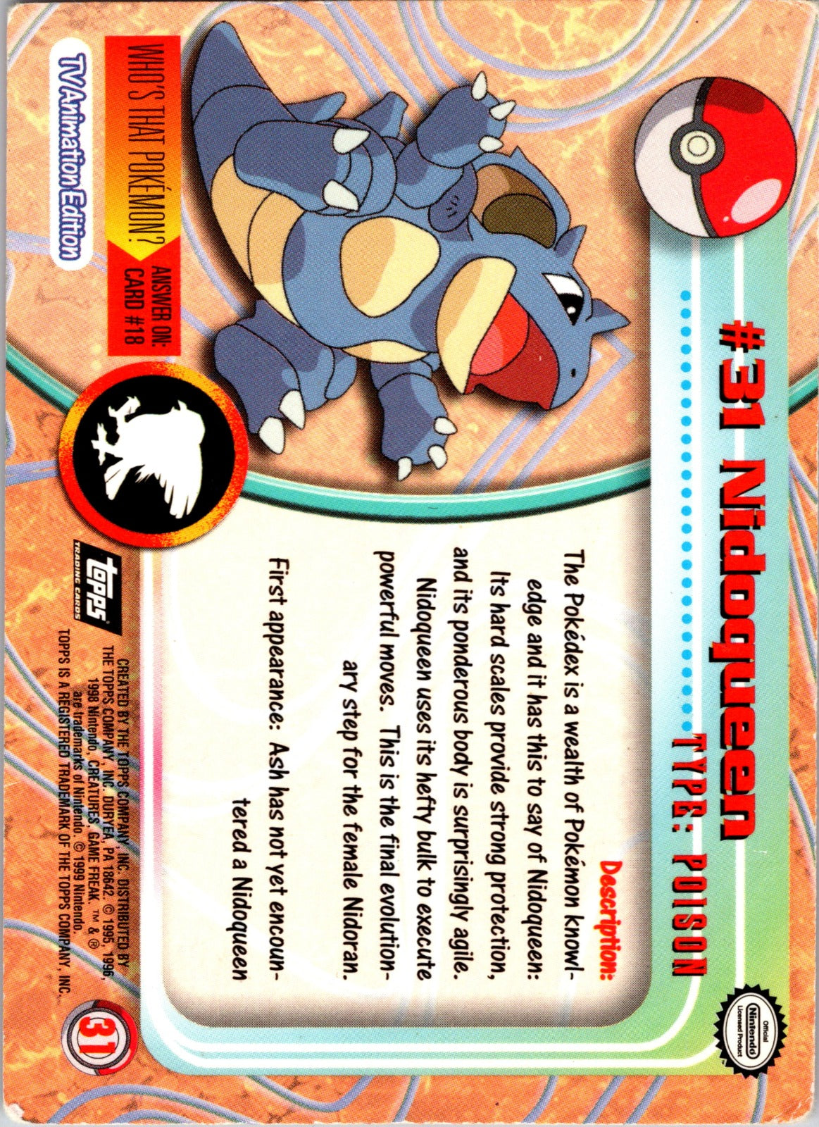 1999 Topps TV Nidoqueen HP  P167