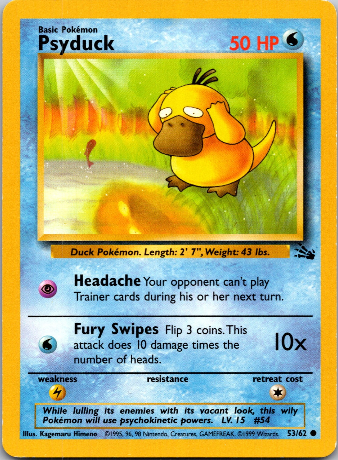 1999 Fossil #53/62 Psyduck Common B272
