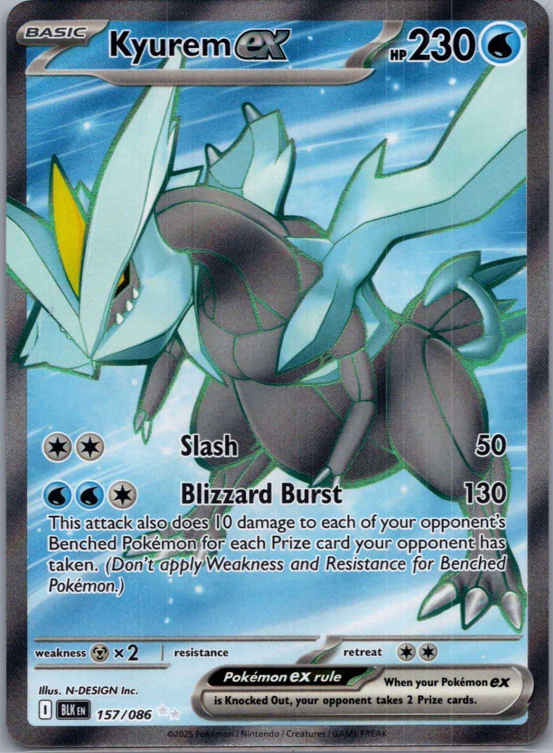 Kyurem ex Holofoil Ultra Rare SV: Black Bolt 157/086 NM