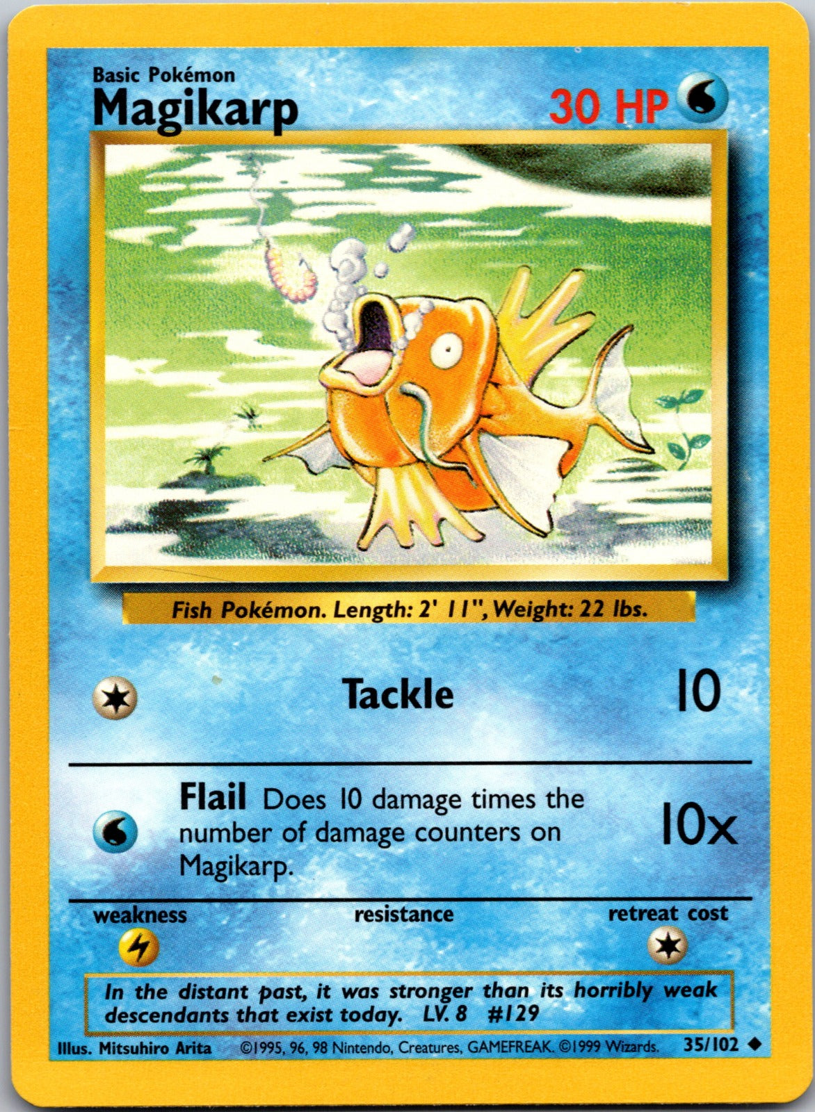1999 Base Set (Shadowless) 035/102 Magikarp LP