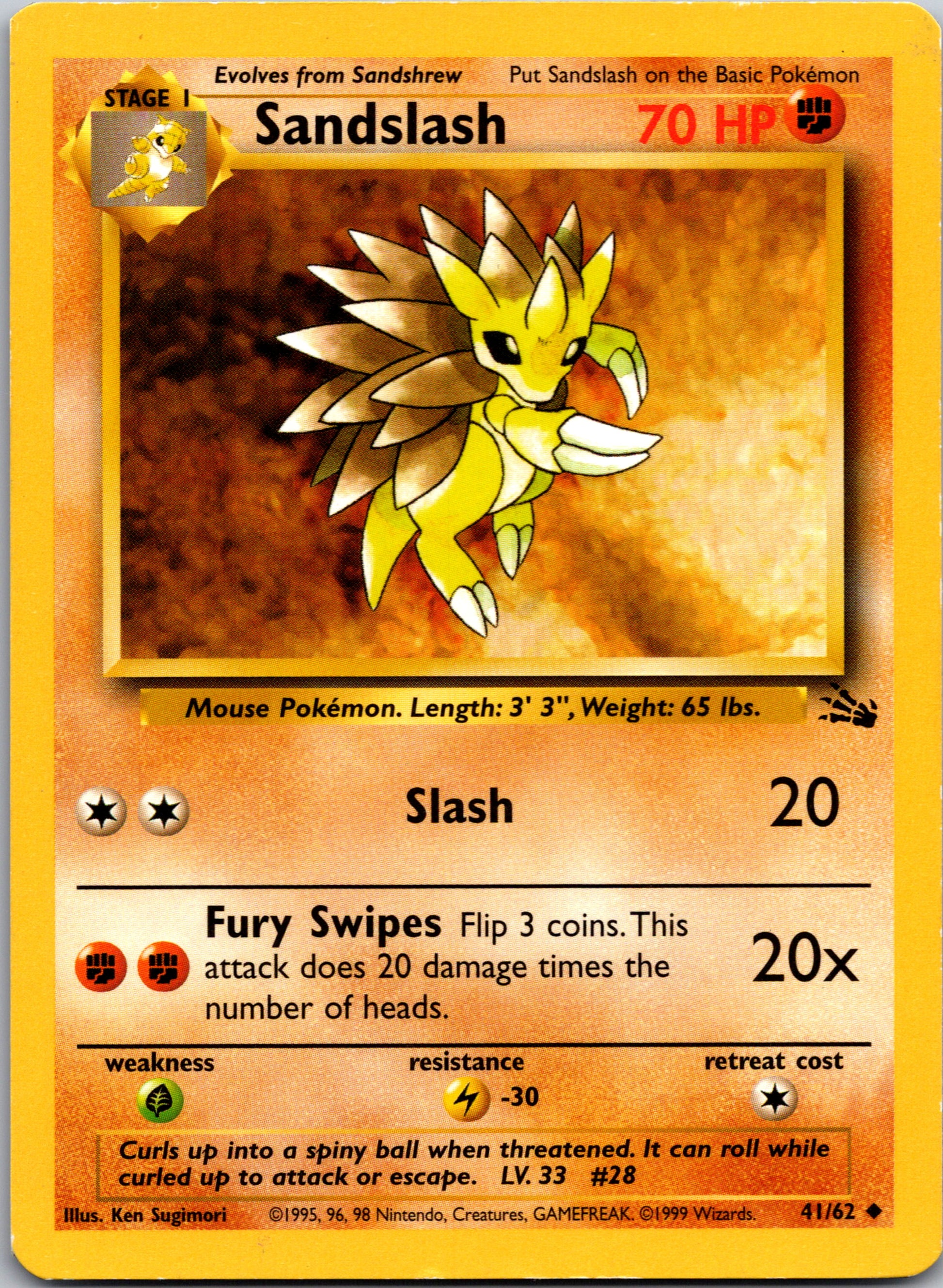 1999 Fossil 41/62 Sandslash Uncommon B55