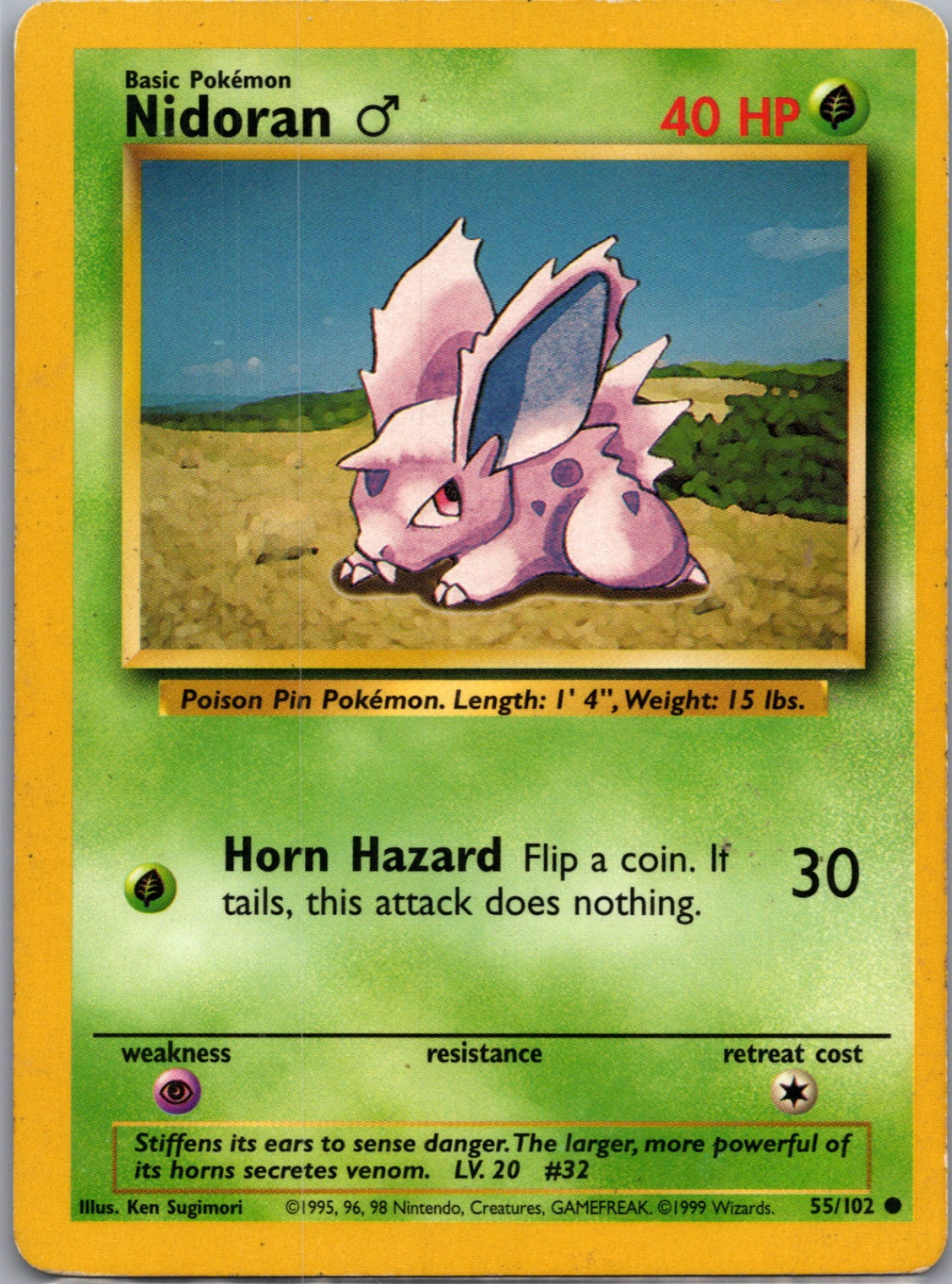 Base Set (Shadowless) 055/102 Nidoran M Common NM