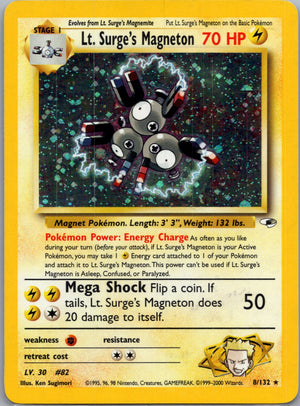 2000 Gym Heroes 008/132 Lt. Surge's Magneton Holo Rare Lightly Played F298