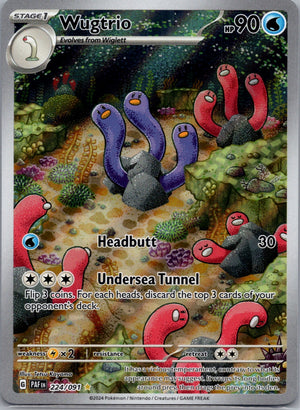 Wugtrio Holofoil Illustration Rare SV: Paldean Fates 224/091 NM