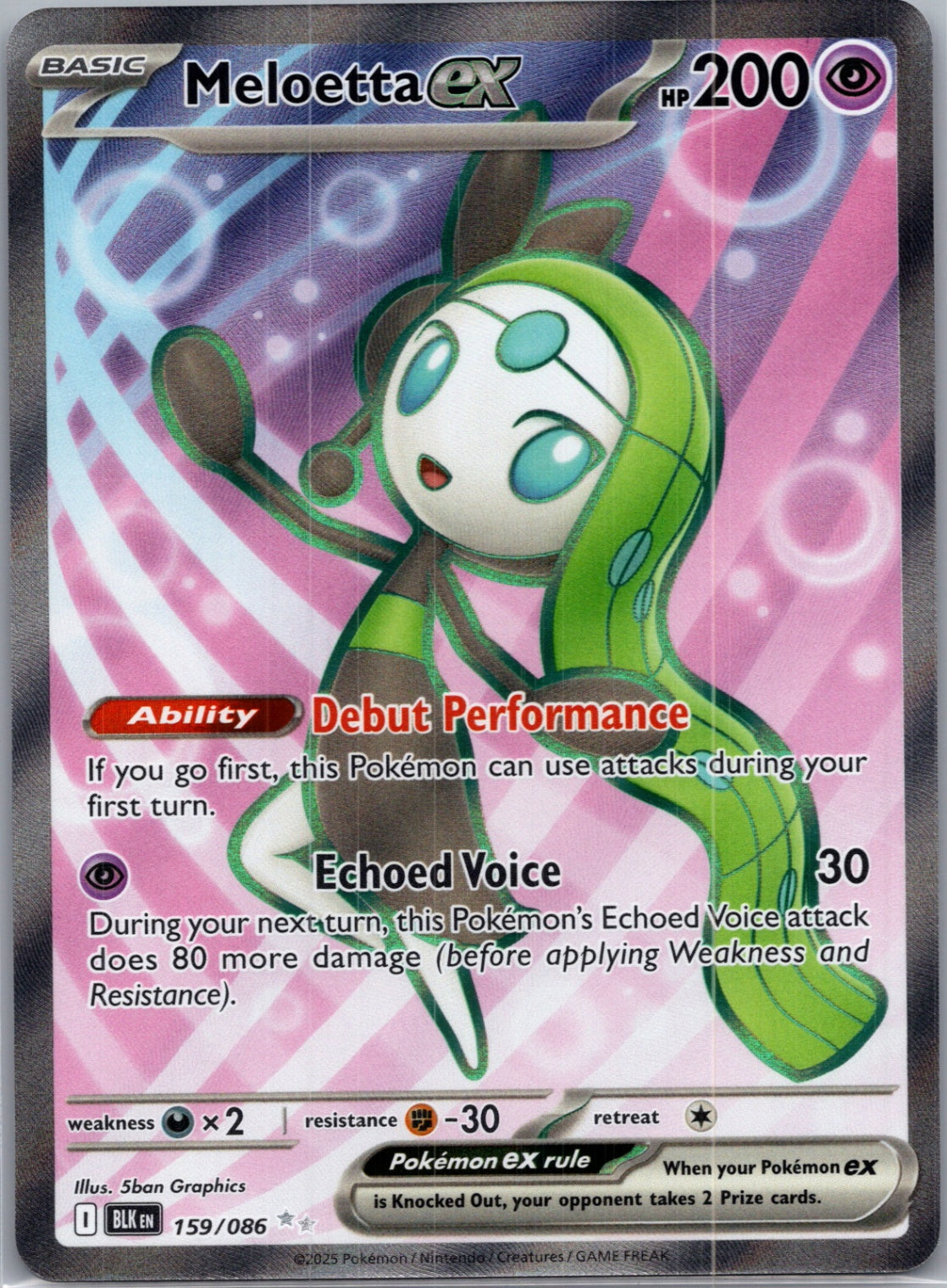2025 SV: Black Bolt 159/086 Meloetta ex Ultra Rare F204