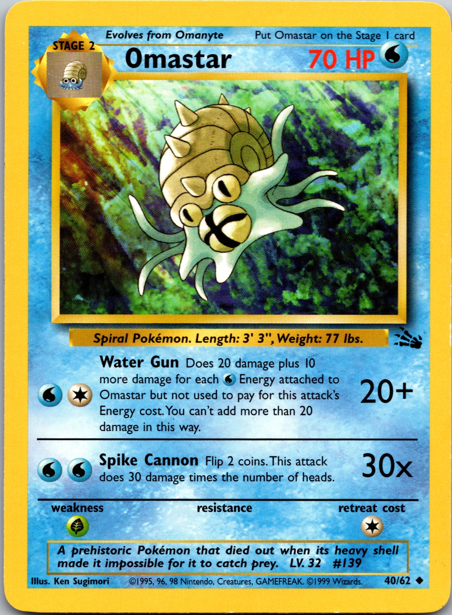 1999 Fossil 40/62 Omastar Uncommon B72