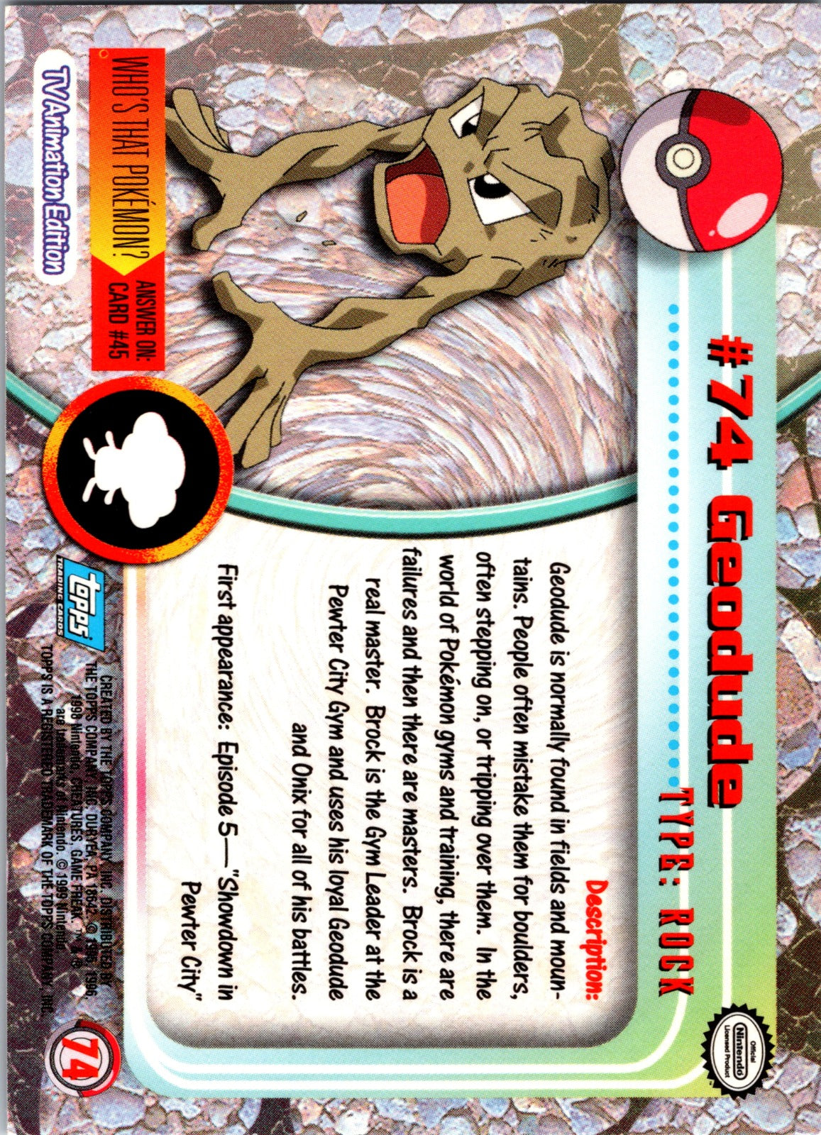 1999 Topps Geodude [Holofoil] MP  X27
