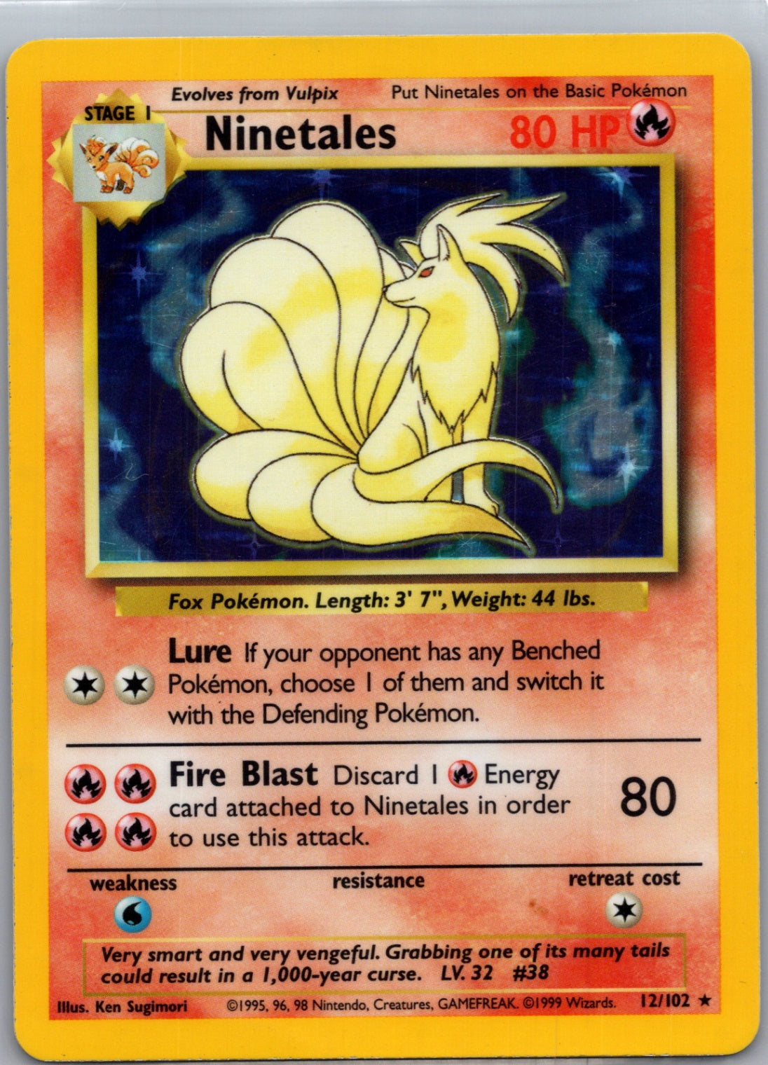 1999 Base Set 012/102 Ninetales Holo Rare G202