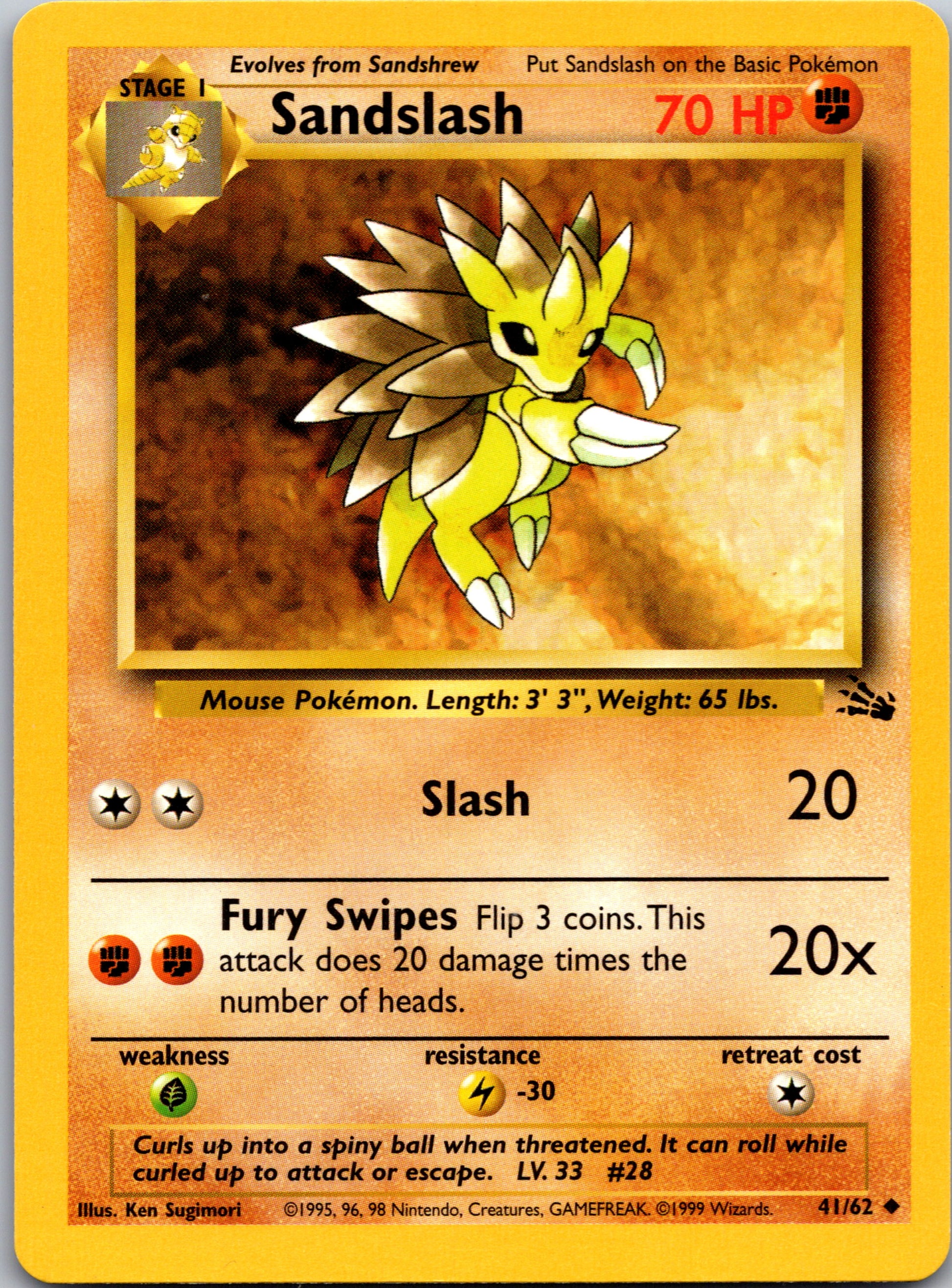 1999 Fossil 41/62 Sandslash Uncommon B54