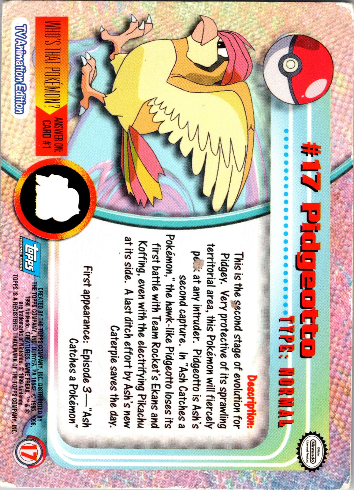 1999 Topps Pidgeotto [Holofoil] MP  X36