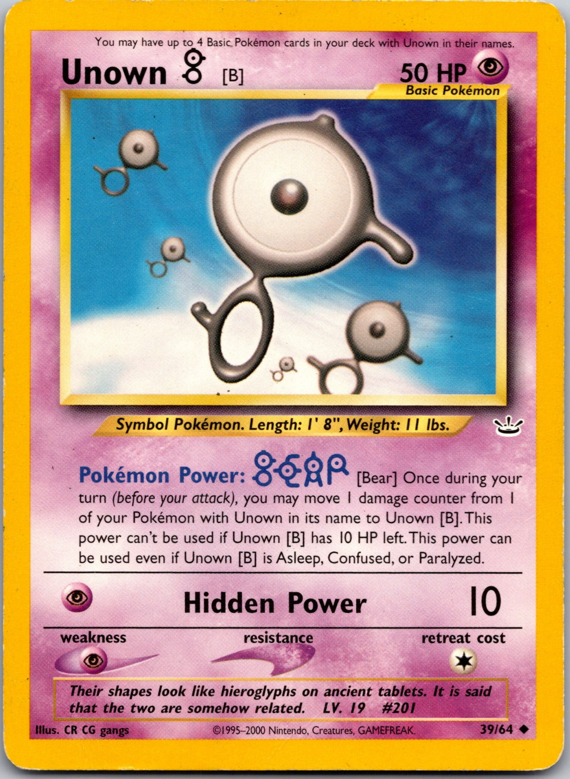 2001 Neo Revelation 39/64 Unown [B] LP