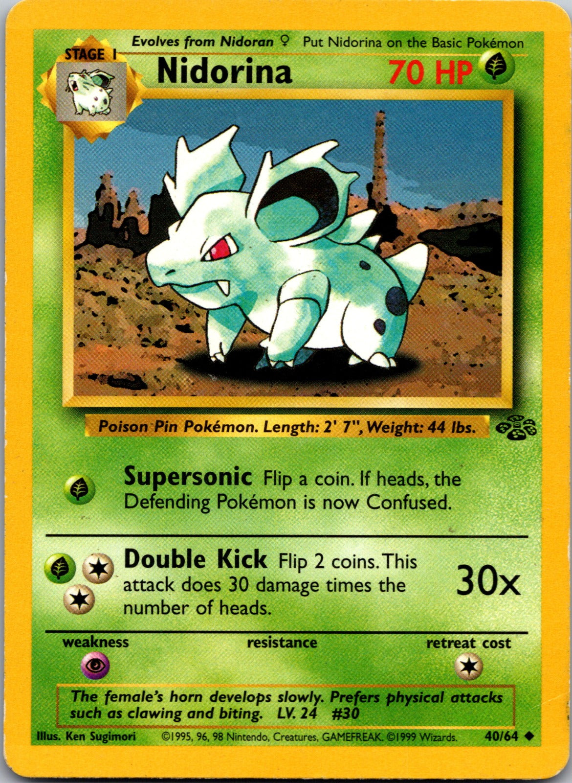 2000 Base Set 2 053/130 Nidorina LP