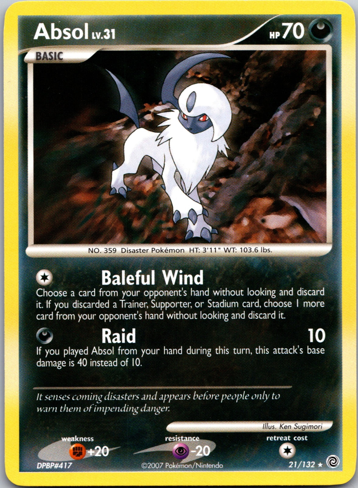 2007 Secret Wonders 21/132 Absol LP Y328