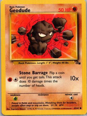 1999 Fossil #47/62 Geodude Common B154