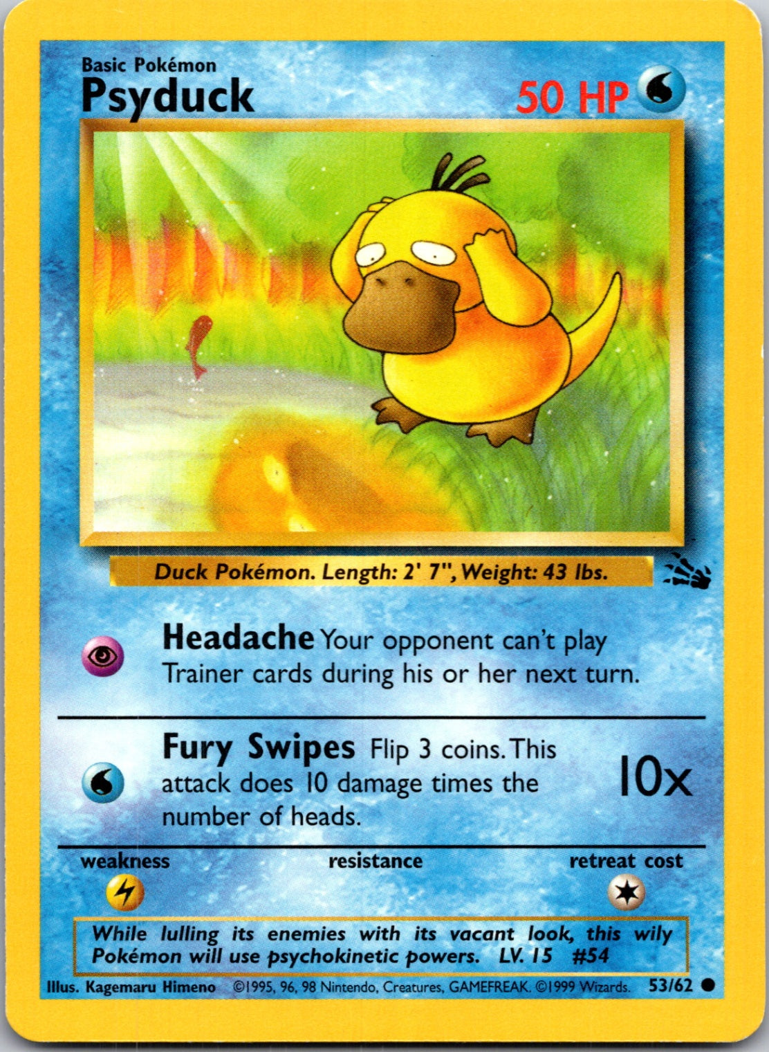 1999 Fossil #53/62 Psyduck Common B269