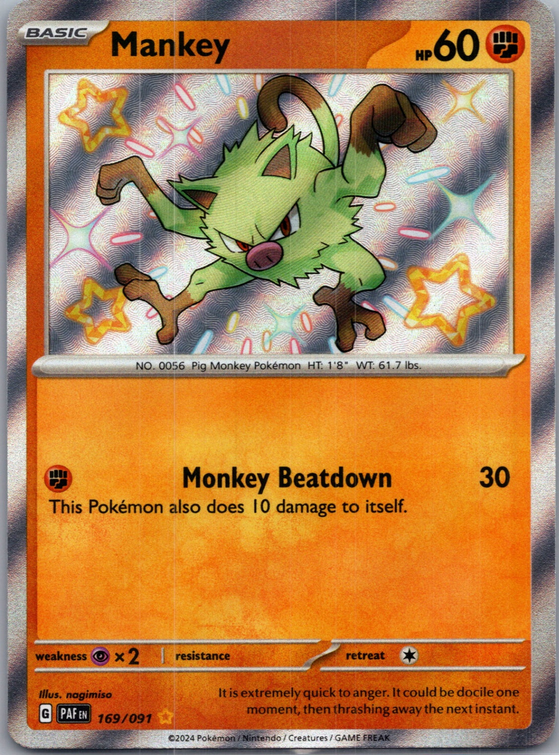 2024 SV: Paldean Fates 169/091 Mankey Shiny Rare F149