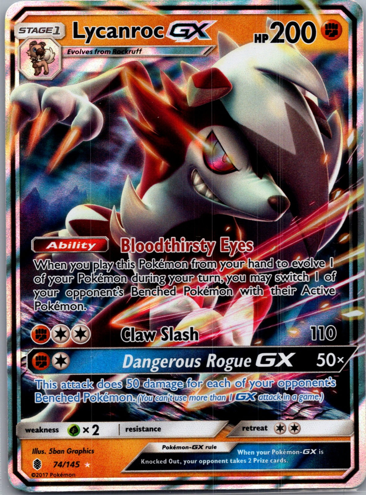 2017 SM - Guardians Rising 74/145 Lycanroc GX LP