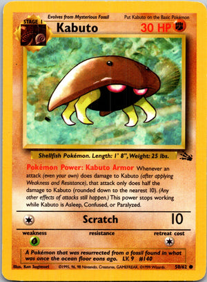 1999 Fossil #50/62 Kabuto Common B218