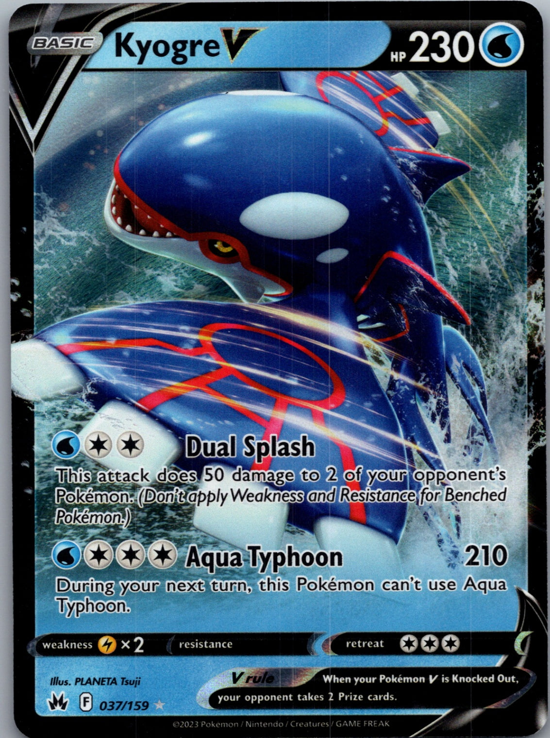 2023 Crown Zenith 037/159 Kyogre V Ultra Rare F102