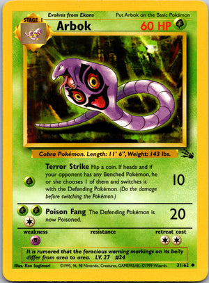 1999 Fossil 31/62 Arbok Uncommon B11