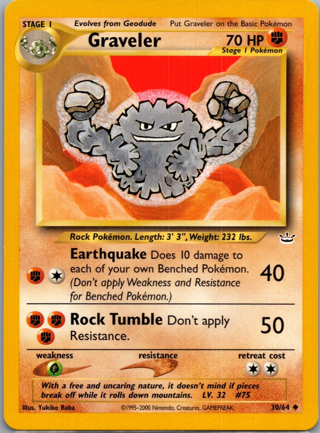 Neo Revelation 30/64 Graveler Uncommon NM