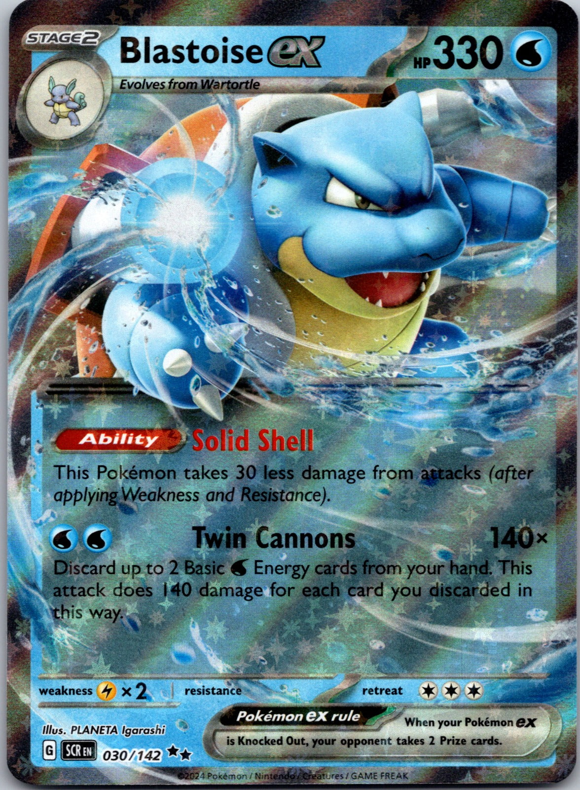 2024 Blastoise ex SV07: Stellar Crown 030/142 NM