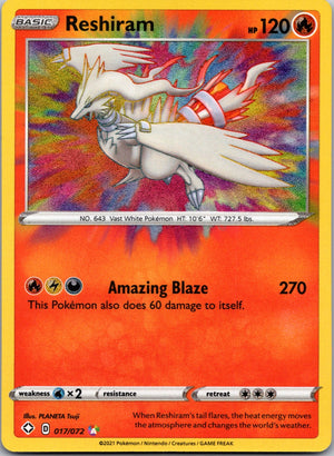 2021 Shining Fates 017/072 Reshiram Amazing Rare D229