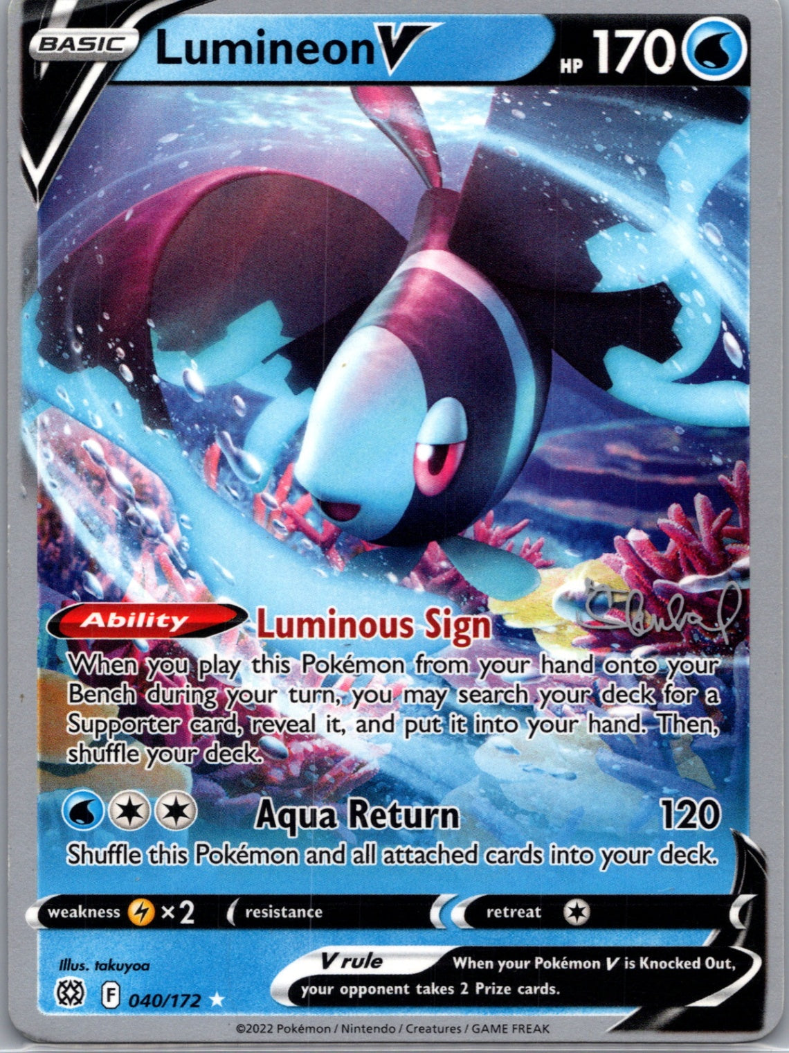 2022 SWSH09: Brilliant Stars 040/172 Lumineon V Ultra Rare D204