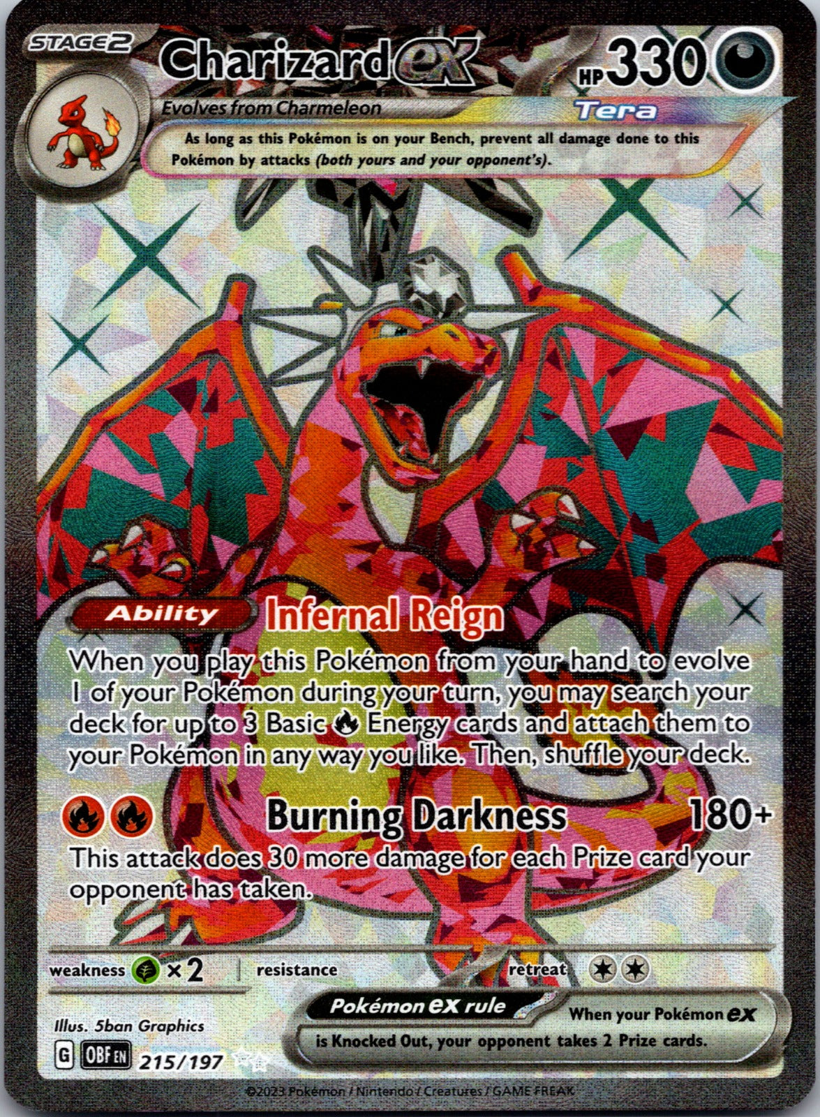 2023 Charizard ex SV3: Ruler of the Black Flame 125/108 LP