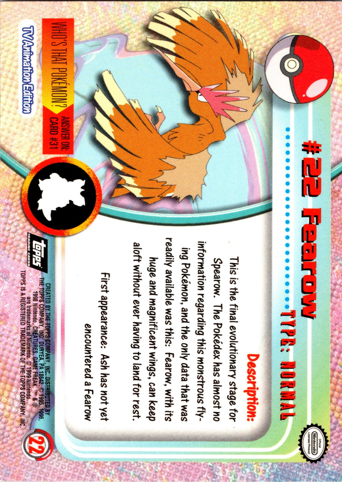 1999 Topps TV Fearow LP  P82