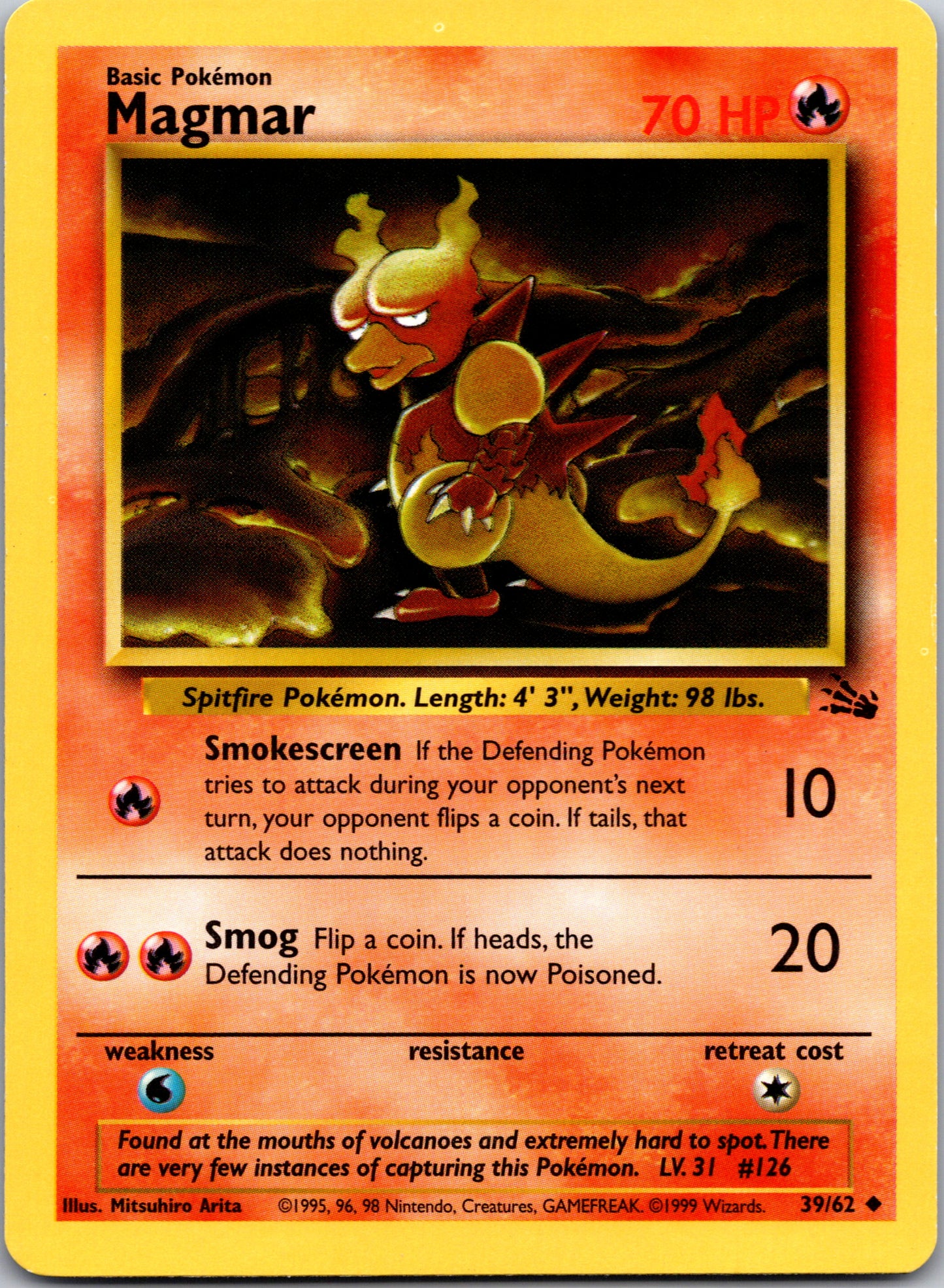 1999 Fossil 37/62 Magmar Uncommon B77