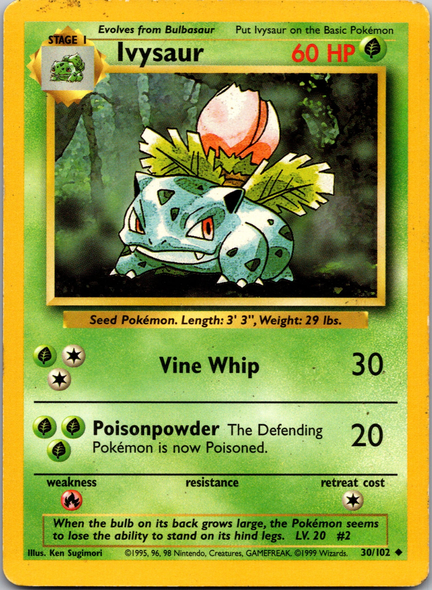 1999 Base Set 030/102 Ivysaur Uncommon A164