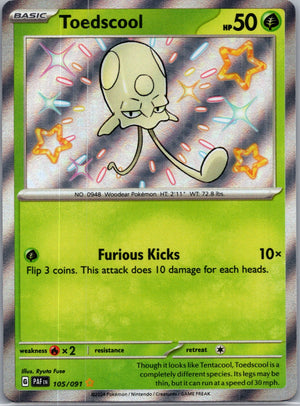 2024 SV: Paldean Fates 105/091 Toedscool Shiny Rare F201