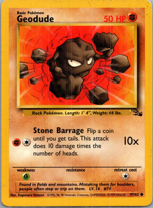 1999 Fossil #47/62 Geodude Common B140
