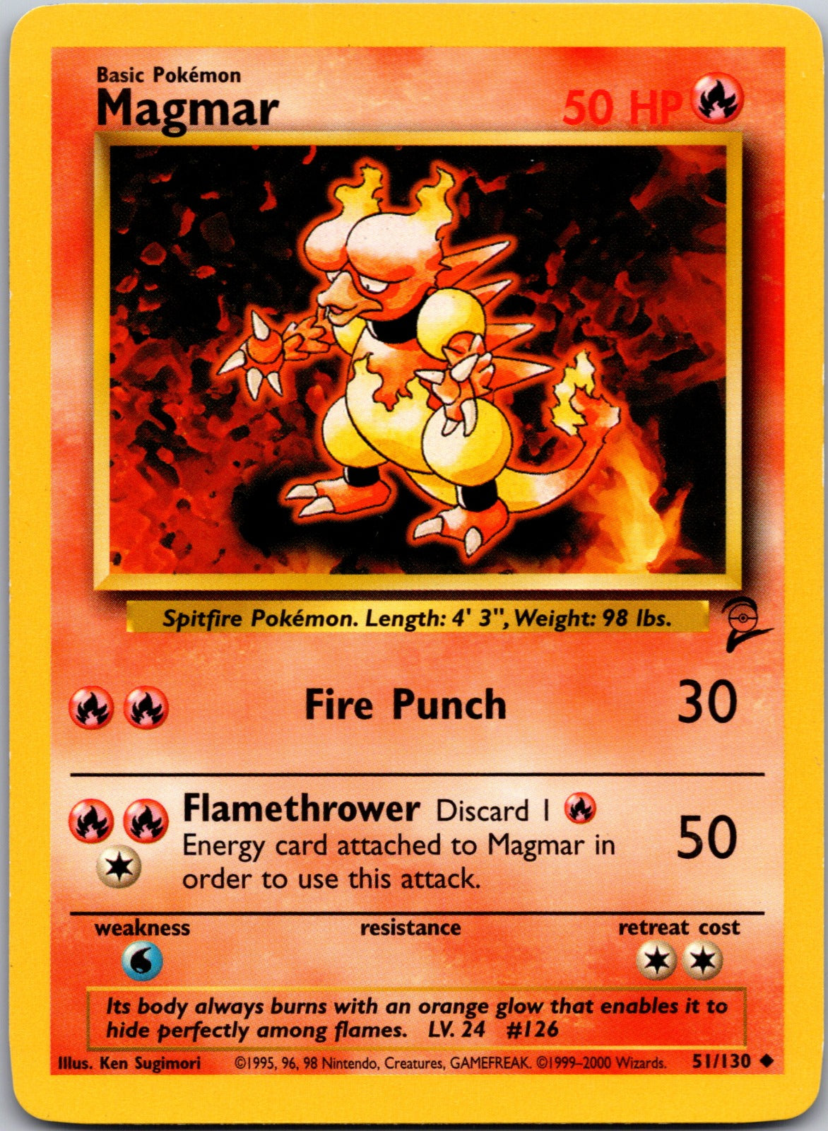 2000 Base Set 2 051/130 Magmar LP