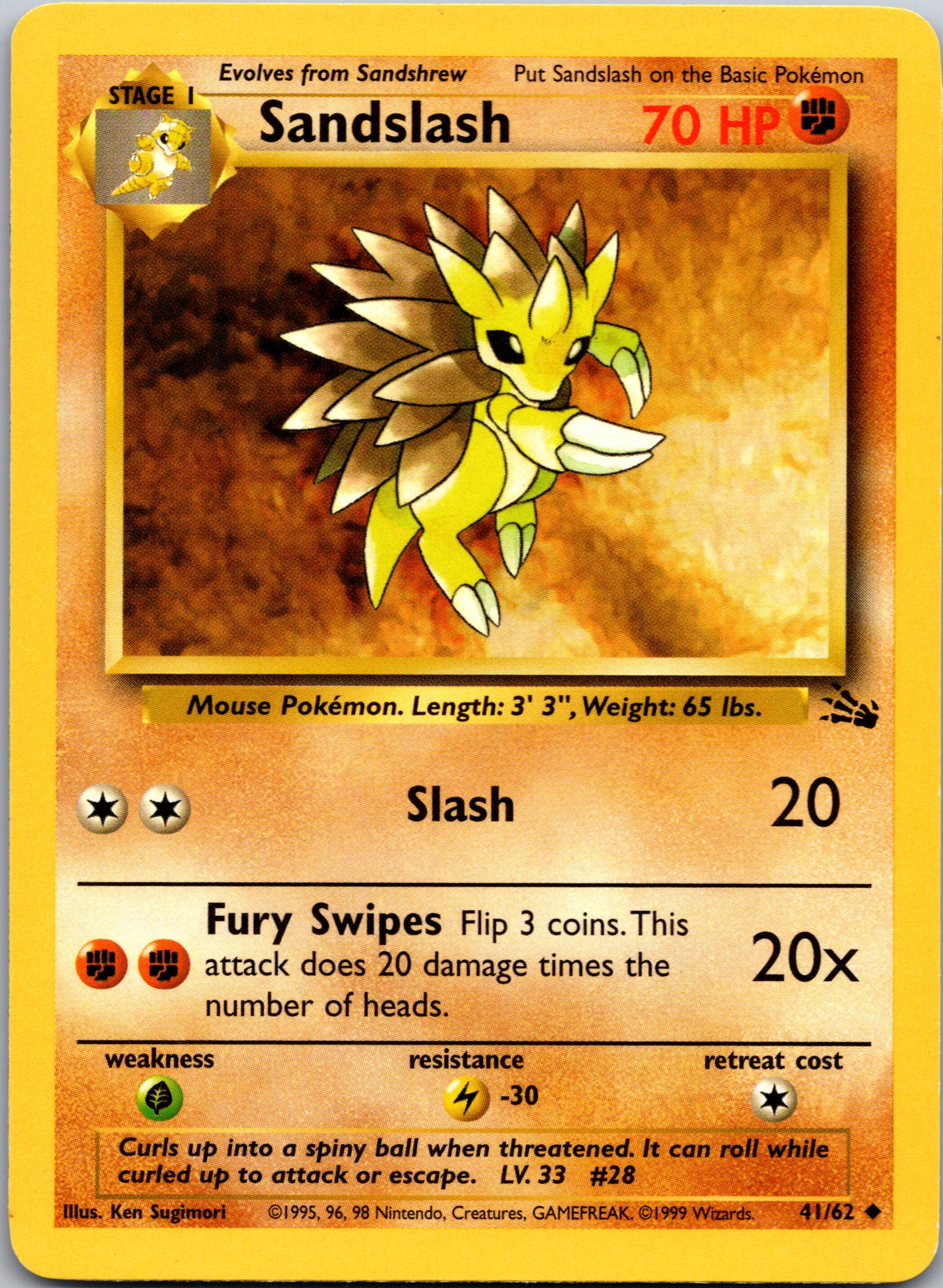 1999 Fossil 41/62 Sandslash Uncommon B56