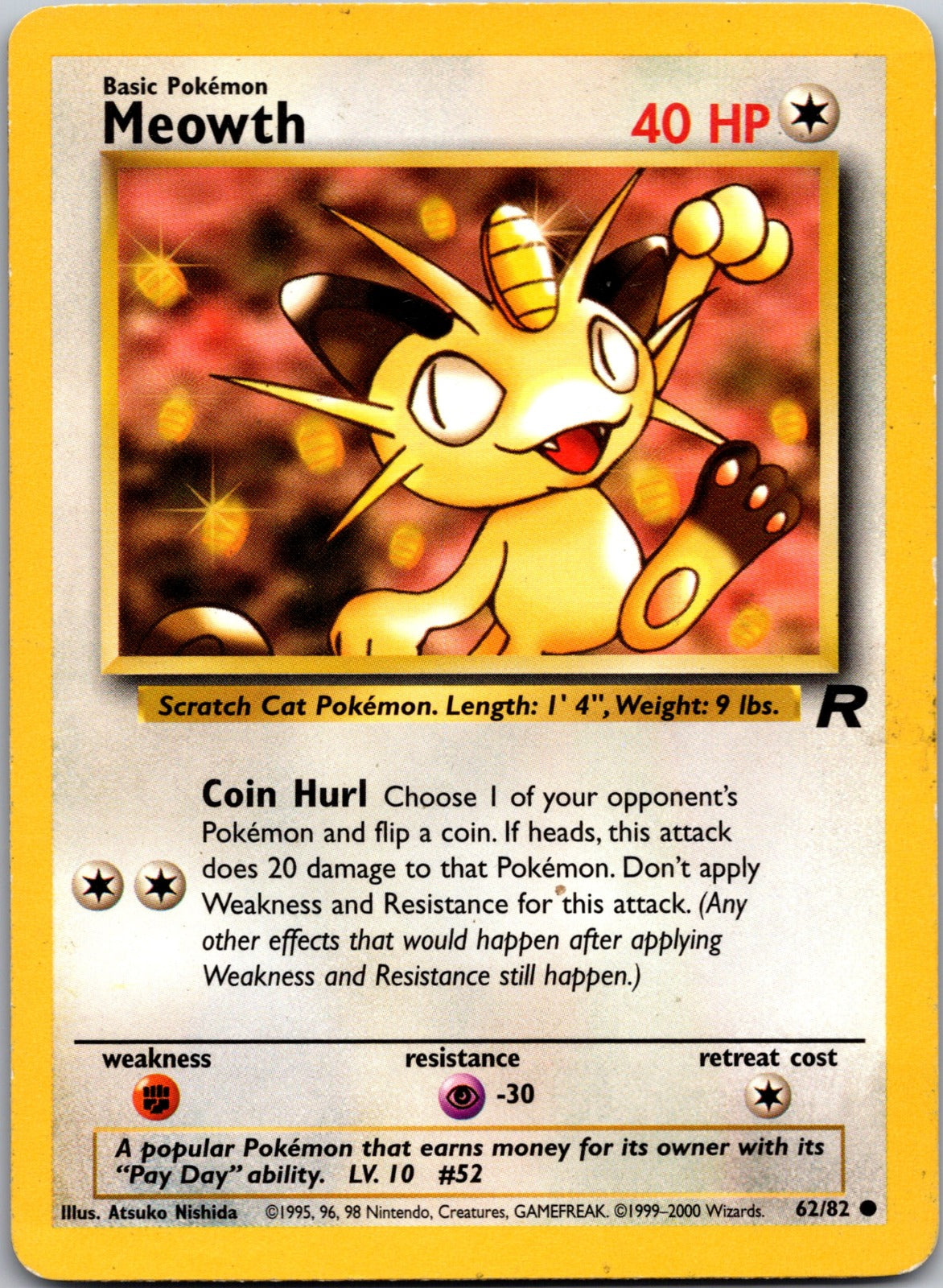 2000 Team Rocket 62/82 Meowth MP F33