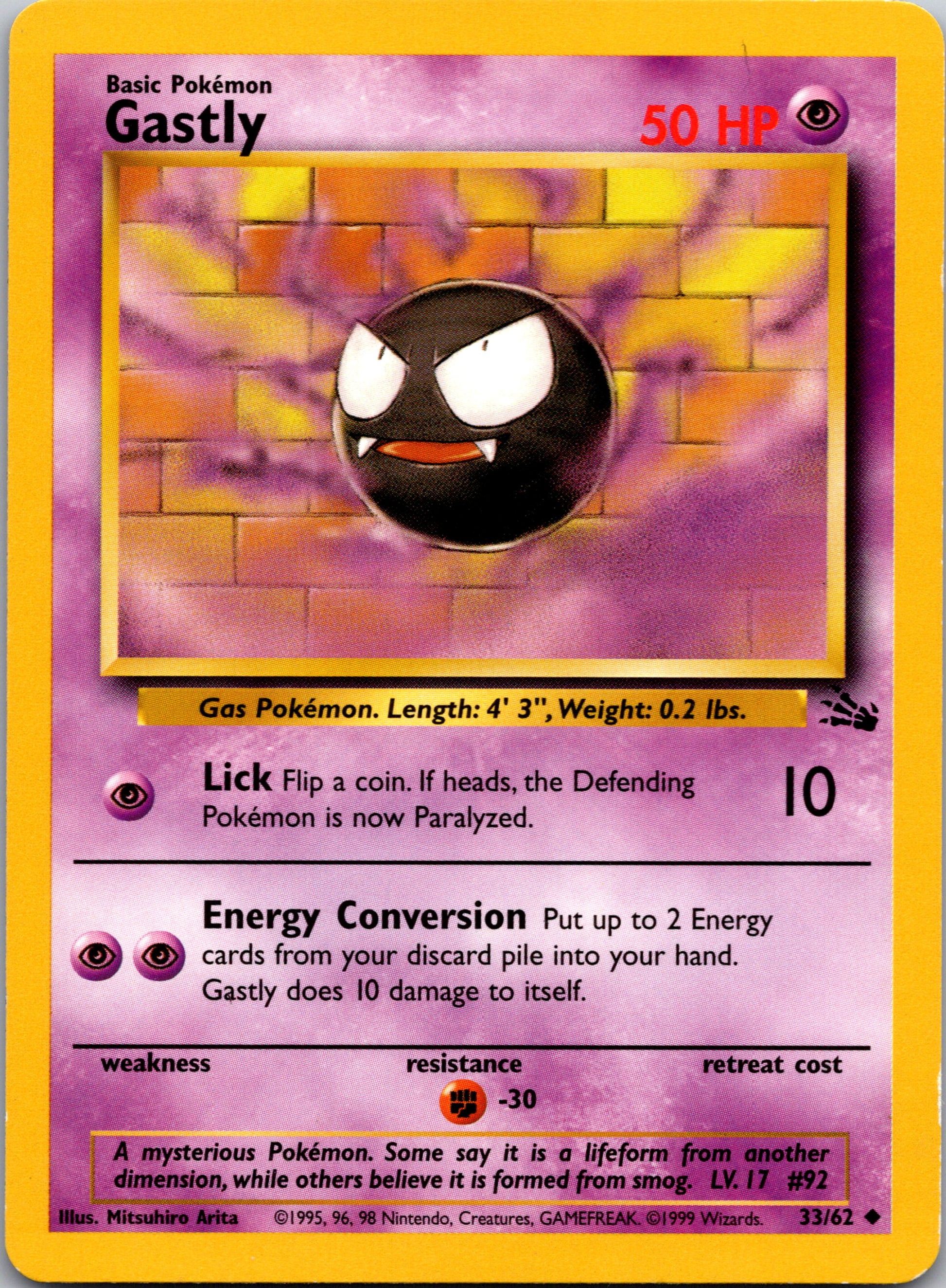 1999 Fossil 33/62 Gastly Uncommon A353