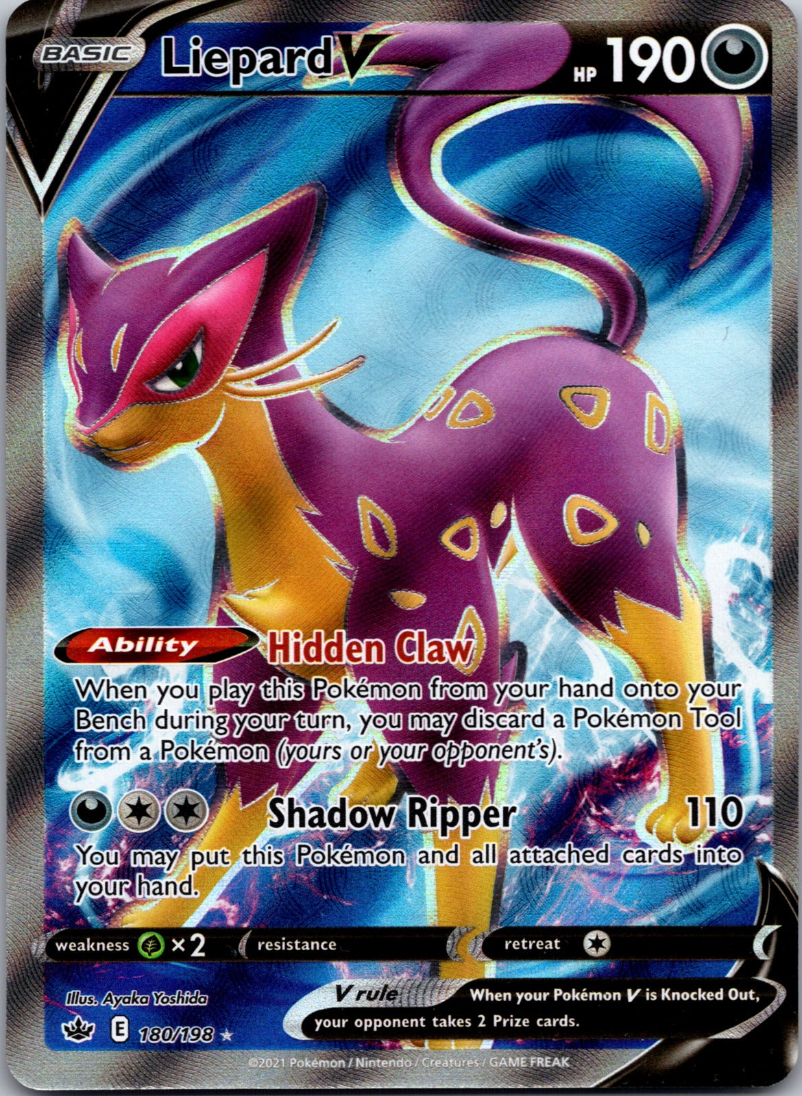 2021 SWSH06: Chilling Reign 180/198 Liepard V (Full Art) NM