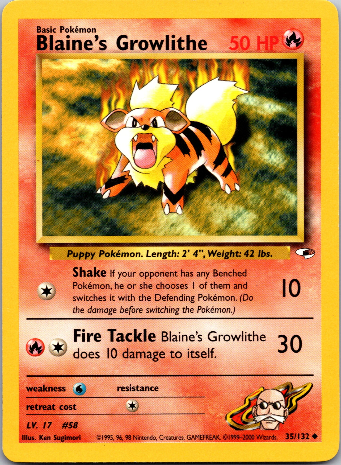 2000 Gym Heroes 35 Blaine's Growlithe Uncommon A82