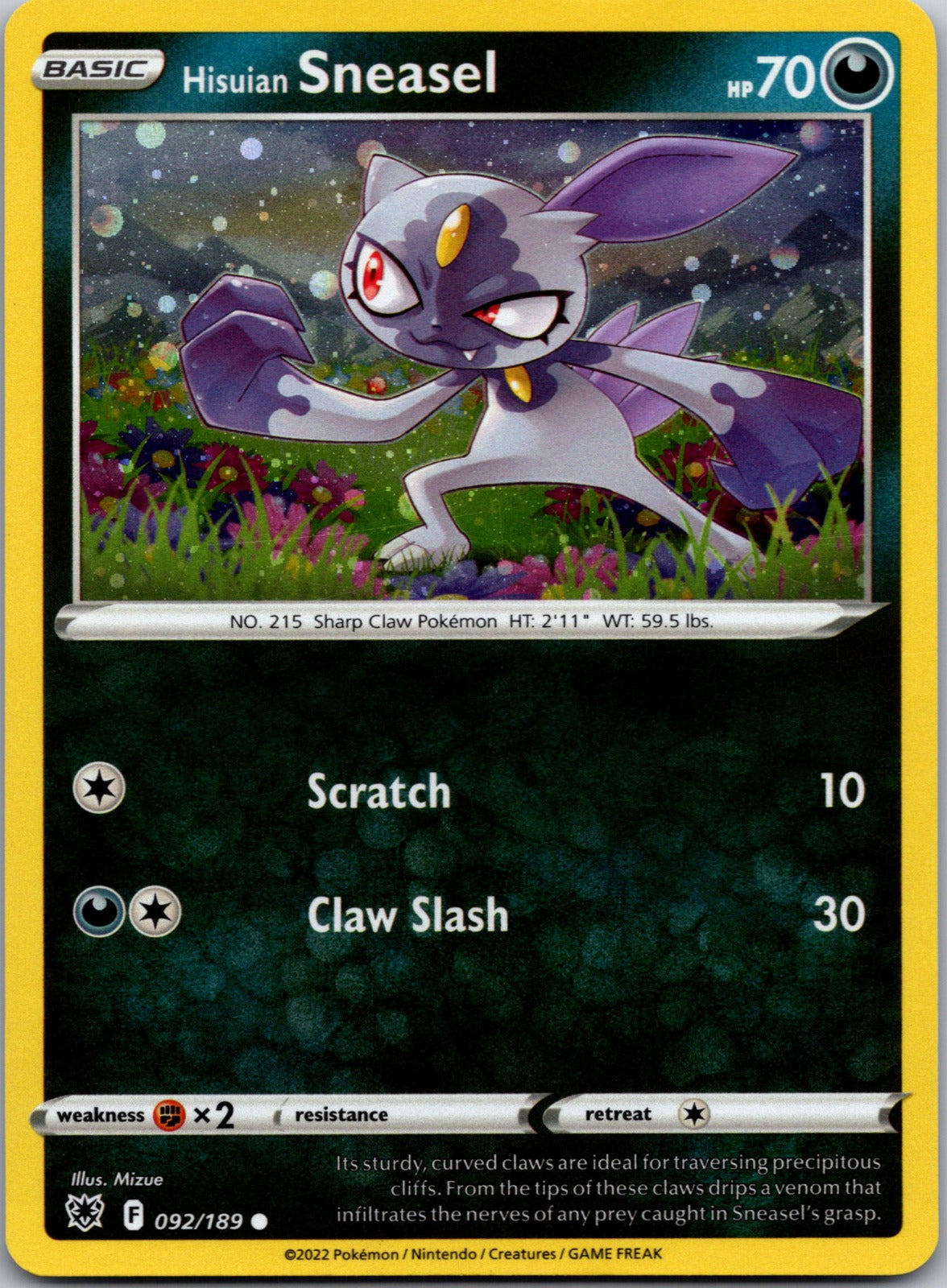 2022 SWSH10: Astral Radiance 092/189 Hisuian Sneasel NM