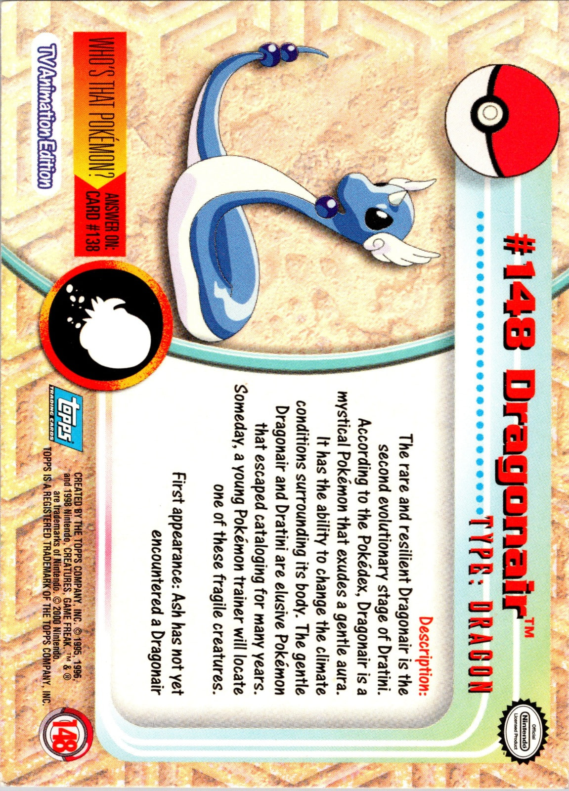 1999 Topps TV Dragonair LP  P162