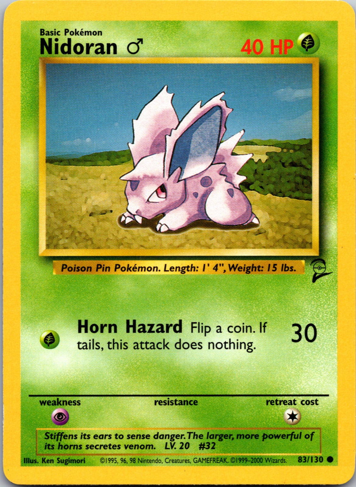 2000 Base Set 2 083/130 Nidoran M LP